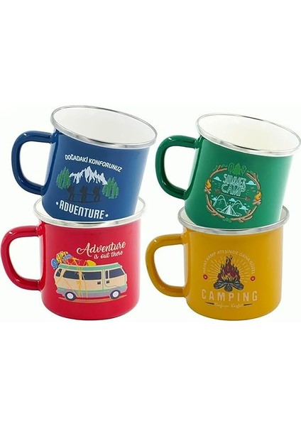 Retro Emaye Kupa Bardak Adventure 330 Cc, Dayanıklı Kamp Ekipmanları, Kamp Aksesuarları, Açık Hava Sporları, Doğa Sporları, Yürüyüş