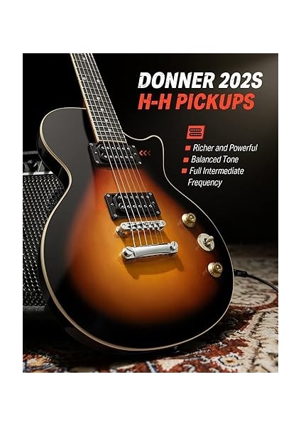 Elektro Gitar Kiti Tam Boy Lp Gitar Başlangıç Seti 91,4 cm Düz Gövde, Çanta, Kayış, Kablolu (Sunburst) fiyatları