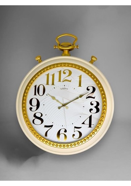 736-CA Serisi Köstekli Saat Görünümlü Sessiz Akar Duvar Saati 50 cm Gold