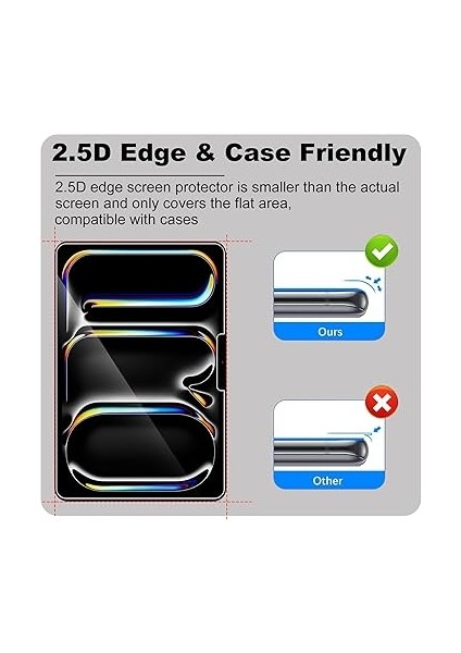 Ekran Koruyucu iPad Pro 13 Inç M4 (2024), 2 Paket Hd Şeffaf Çizilmeye Dayanıklı Temperli Cam [9h Sertlik] Dokunmaya Duyarlı Anti-Parmak Izi Anti-Yağ Koruyucu Ekran Koruyucu Film modelleri