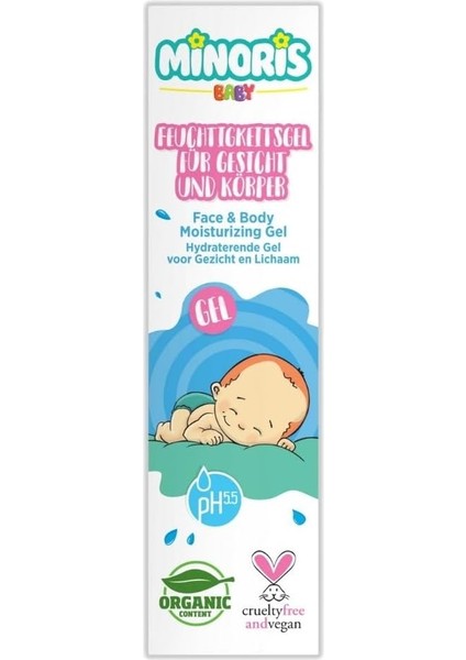 Baby Yüz & Vücut Nemlendirici Jel | Organik, Doğal, Vegan & Cruelty-Free | Ph 5.5, Dermatolojik Olarak Test Edilmiş, Zararlı Kimyasallar Içermez | Hafif ve Hassas Bebek Bakımı 200 ml