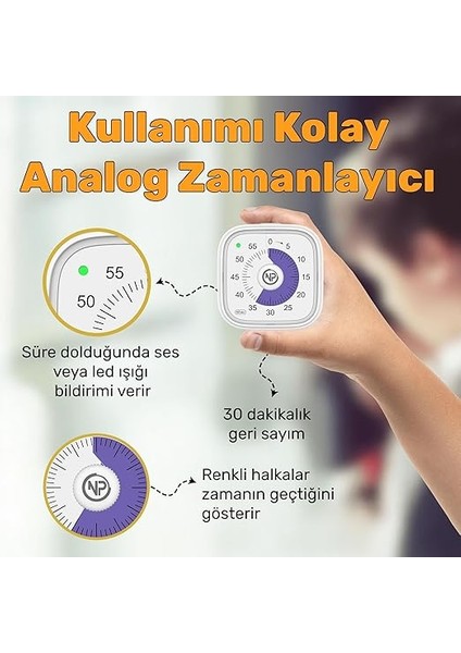 NPT31B Mutfak,ders,yemek Için 60DK Analog Alarm Zamanlayıcı,pomodoro Öğrenci Motivasyon Saati fiyatları