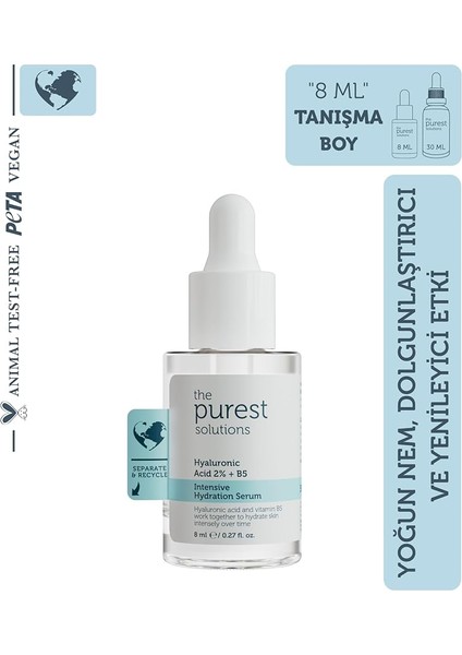 Purest Solutions Yoğun Nemlendirme ve Dolgun Görünüm Etkili Yenileyici Hyalüronik Asit Cilt Bakım Serumu, Seyahat Boy 8 ml fiyatları
