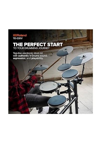 Roland TD-02KV V-Davul, Yüksek Kaliteli Beş Parçalı Elektronik Davul Kiti, File Başlık Pedli, Etkileyici Oynanabilirlik, Gürültü Azaltıcı Özellikler fiyatları