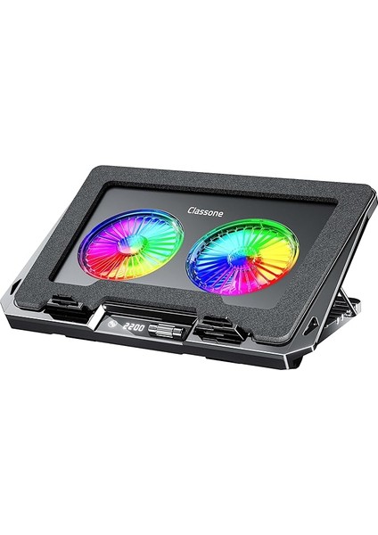 GT102 Gaming Laptop Soğutucu, 2200RPM, Rgb Işıklı, LED Display, Notebook Soğutucu Stand