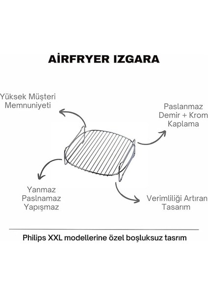 Home Airfryer Izgara Aparatı, Fritöz Aksesuarı, Airfryer Izgara Teli Xxl Model Uyumlu modelleri