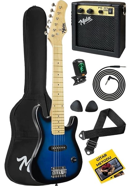 CEG-30BL 4-6 Yaş Çocuklar Için Amfili Full 1/4 30 Inç Elektro Gitar Seti Blue Black