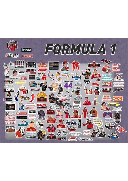 Major Selection Formula 1 Ralli Pilotları Laptop Notebook Telefon Kılıfı Sticker Paketi