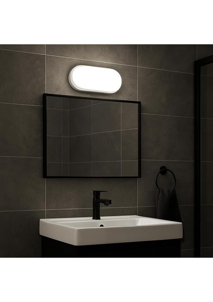 15W IP65 Oval Beyaz LED Tavan ve Duvar Lambası | 6500K Beyaz Işık | Su ve Toz Geçirmez Banyo Bahçe Balkon Aydınlatma Armatürü | Yüzeye Monte, 1500 Lümen (220V) indirimleri