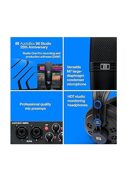 Audiobox 96 Studio, Ses Kartı, Kulaklık ve Mikrofondan Oluşan Başlangıç Paketi, 25. Yıl Özel Sürüm, Usb, M7 Mikrofon, Hd7 Kulaklık fırsatları