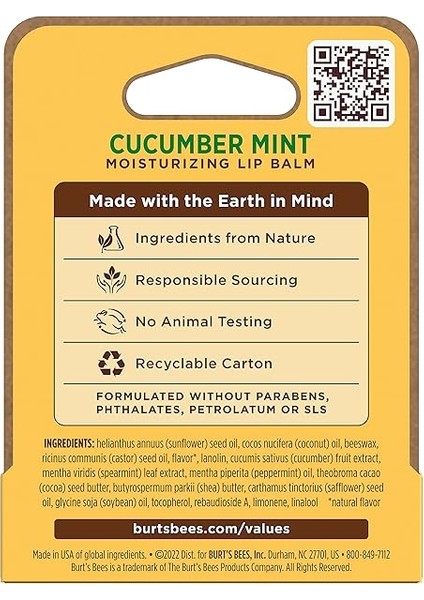 Bees Salatalık NANELI%100 Doğal Nemlendirici Dudak Balsamı, 0,15 Oz fiyatları