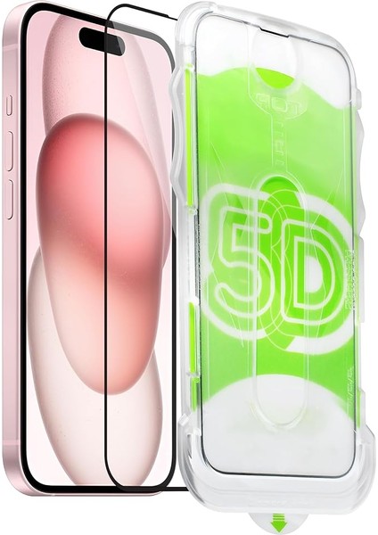 iPhone 15 Için Kolay Kurulum Kitli Takılırken Camın Altında Kesinlikle Toz Bırakmayan Ekstra Güçlendirilmiş Tam Koruma Sağlayan Pürüzsüz Lazer Kesim Premium Ekran Koruyucu Kırılmaz Cam