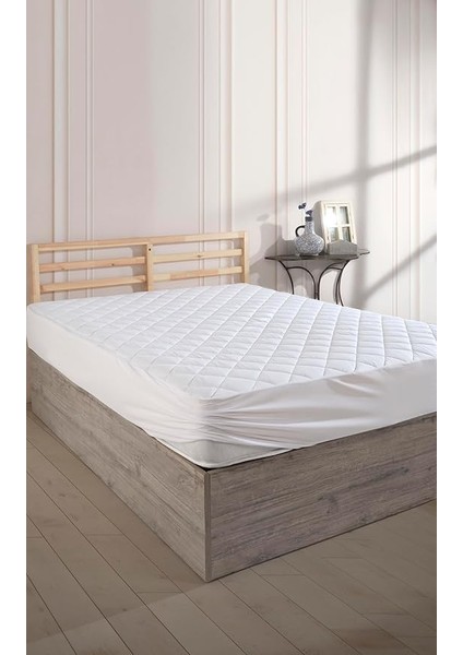 Yatak Koruyucu Alez-Çarşaf - Tek-Çift Kişilik %100 Pamuk - Kapitoneli Fitted (Yatağı Saran) Çarşaf (90X190)