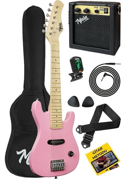 CEG-30PK 4-6 Yaş Çocuklar Için Amfili Full 1/4 30 Inç Elektro Gitar Seti Pembe