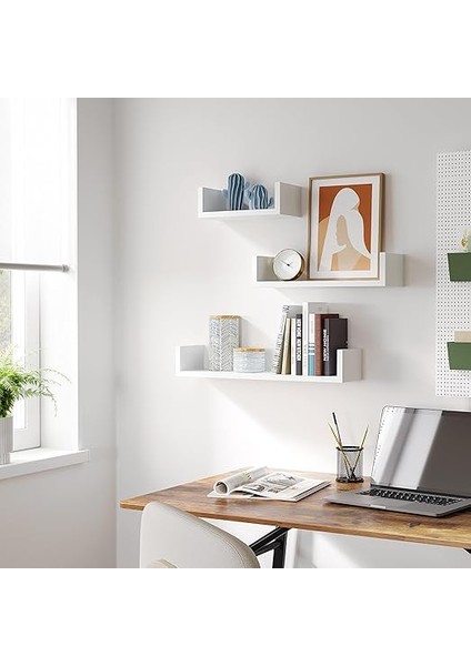 Duvar Rafları, 3'lü Set, Yüzer Raflar, 30/45/60 Cm, Dekoratif, Yaratıcı, Yatak Odaları, Oturma Odaları, Mutfaklar ve Koridorlar Için, 15 Kg'a Kadar Yüklenebilir, Beyaz LWS66W indirimleri