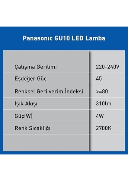 LED GU10, Sarı Işık 4W 310LM 2700K 60° fırsatları