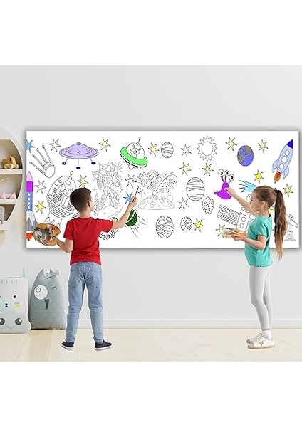 ve Astranot Temalı Dev Boyama Kağıdı 2,5 Metre Rulo Boyama Kağıdı Çocuk Anaokulu ve Kreşler Için Aktivite Çocuk Eğitici Boyama fiyatları