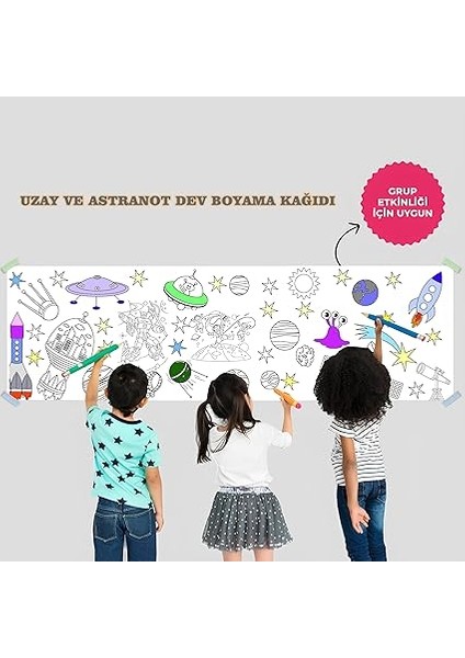 ve Astranot Temalı Dev Boyama Kağıdı 2,5 Metre Rulo Boyama Kağıdı Çocuk Anaokulu ve Kreşler Için Aktivite Çocuk Eğitici Boyama modelleri