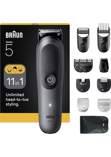 Hepsi Bir Arada Series 5, 11’i 1 Arada Tıraş Kiti, Keskin Bıçak, Vücut Tıraşı AIO5560