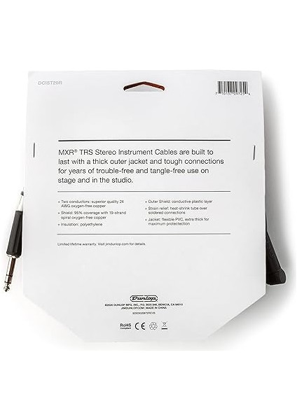 Jım Dunlop Trs Stereo Enstrüman Kablosu 20 Ayak | 6,1 M, 1/4 Inç Açılı Fiş (DCIST20R) fiyatları