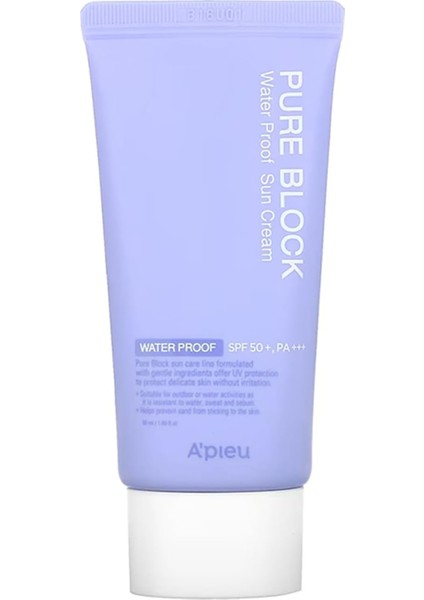 Ter ve Suya Dayanaklı Güneş Kremi A'pıeu Pure Block Water Proof Sun Cream SPF50+/PA+++ 50ML