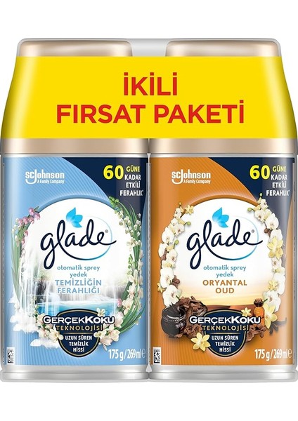 Otomatik Sprey Yedek Ikili, Temizliğin Ferahlığı ve Oryantal Oud, 2X269 ml