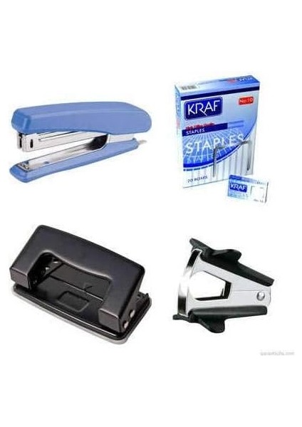 22 Parça Ofis Kırtasiye Seti Evrak Rafı - Kalemlik Seti - Poşet Dosya - Telli Dosya - Zımba - Delgeç fiyatları