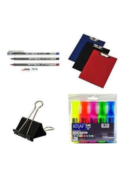 22 Parça Ofis Kırtasiye Seti Evrak Rafı - Kalemlik Seti - Poşet Dosya - Telli Dosya - Zımba - Delgeç modelleri