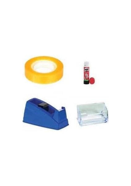 22 Parça Ofis Kırtasiye Seti Evrak Rafı - Kalemlik Seti - Poşet Dosya - Telli Dosya - Zımba - Delgeç indirimleri