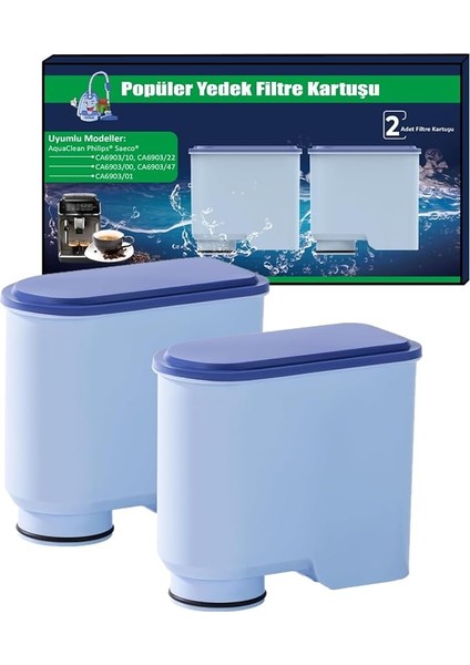 Su Filtresi Kartuşu Philips Aquaclean CA6903/10, CA6903/22 Için Su Filtresi Kartuşu | Kireç Çözme | Aquaclean Kahve Makineleri Için 2'li Paket Değiştirme