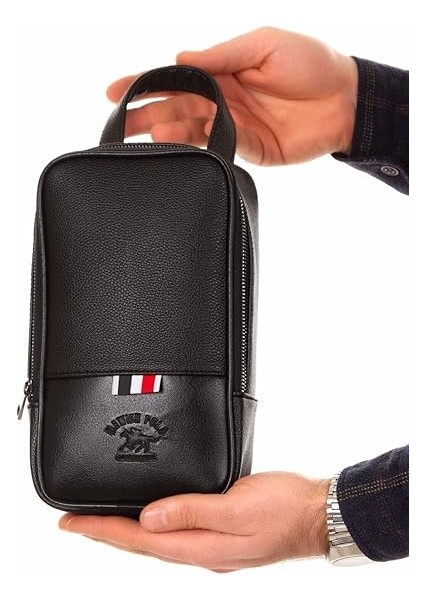 A Dos Erkek Siyah Vegan Deri Tıraş Seyahat Kozmetik Portföy Bakım El Çanta Günlük fırsatları