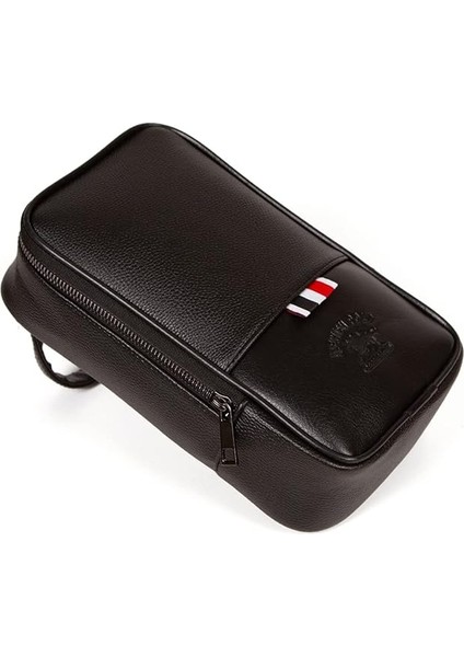 A Dos Erkek Siyah Vegan Deri Tıraş Seyahat Kozmetik Portföy Bakım El Çanta Günlük indirimleri