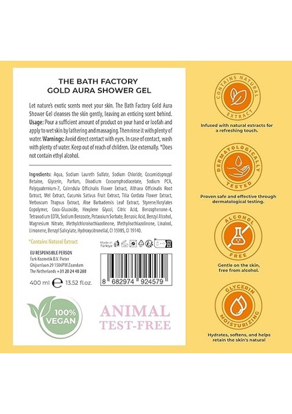 Bath Factory Gold Aura Nemlendirici ve Besleyici Mistik Kokulu Duş Jeli 400 ml fiyatları
