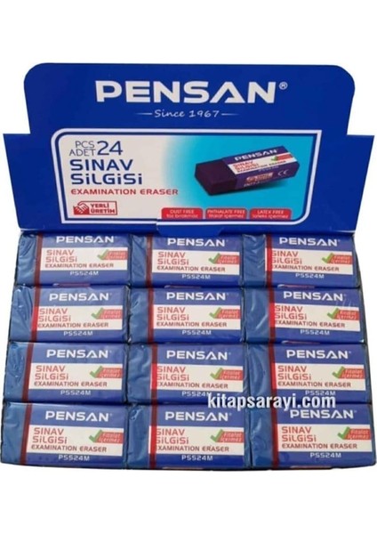 Sınav Silgisi Mavi 24'lü Paket Yumuşak Iz Bırakmaz Tek Ebat