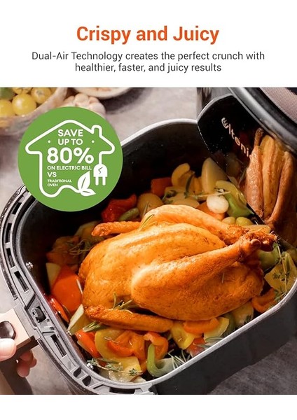 K10 Airfryer, Fritöz, 5 Litre Xl, 1500 W, Siyah fiyatları