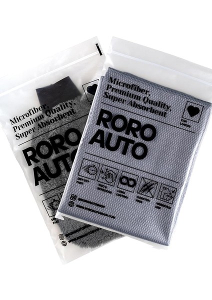 Auto Olimpos Mikrofiber Oto Cam Bezi 50X70 Gri & Gri Araba Yıkama Eldiven Seti