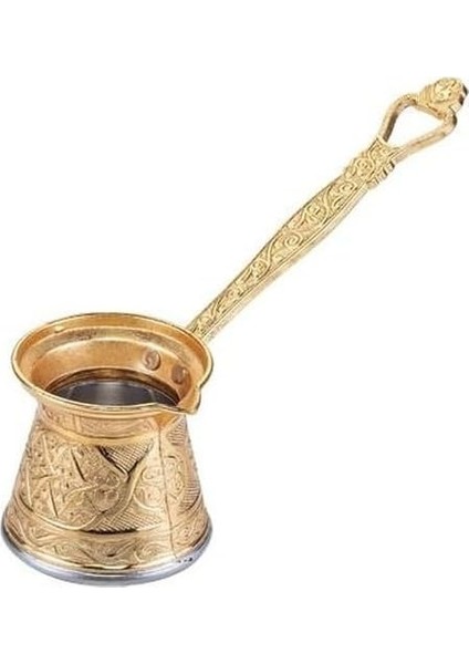 1 Zamak Döküm Kahve Cezvesi 1-2 Kişilik Altın Rengi