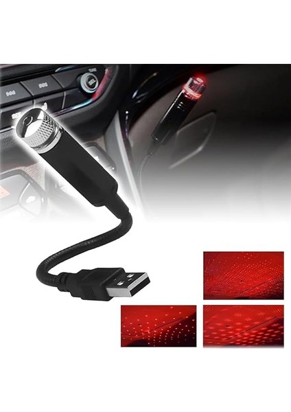 Kırmızı Ayak Altı Tavan Star LED Araç Içi Atmosfer Ambians Işık Oto Araba Iç Tavan Yıldız Ayarlanır USB Lamba fiyatları