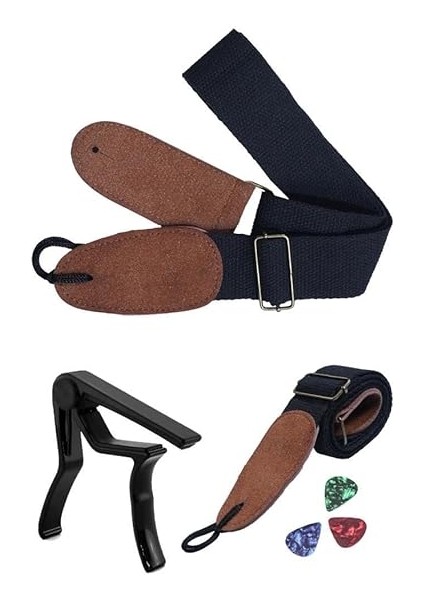 HG21C Siyah Renk Gitar Omuz Askısı Metal Siyah Capo Pena Paketi fiyatları