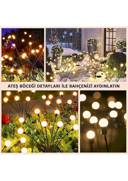 2'li Paket 6'lı Ateş Böceği Bahçe Aydınlatması Solar Güneş Enerjisi Bahçe Aydınlatması Güneş Enerjili Aydınlatma Gün Işığı Aydınlatma LED Işık Su Geçirmez Işık modelleri
