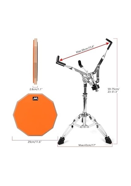 Uygulama Pedi Seti 12 "silika Jel Pedleri Davul Yetişkin Çocuklar Için Trampet Standı, Çift Taraflı, Bagetler, Çanta indirimleri