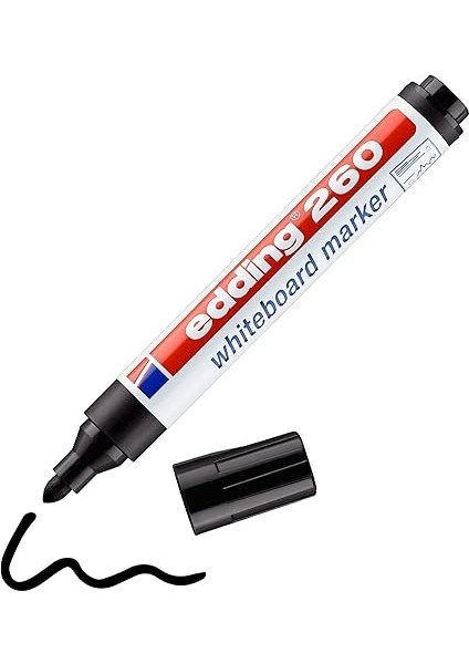 260 Beyaz Yazı Tahtası Kalemi, Siyah, 4'lü Set, Yuvarlak Uç 1,5-3 mm modelleri