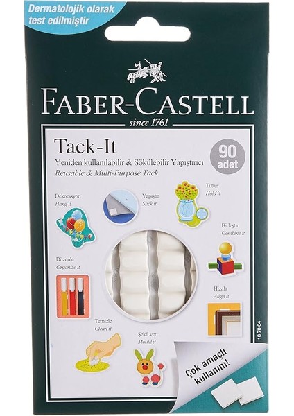 Tack-It Beyaz, 50 Gr, 90 Parça, Yeniden Kullanılabilir Hamur Yapıştırıcı, Sökülebilir ve Iz Bırakmaz