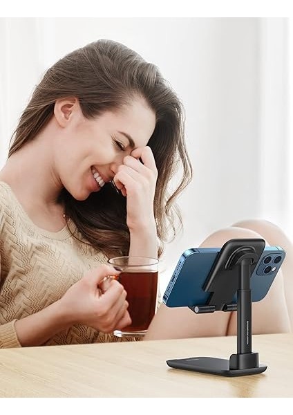 Katlanabilir Telefon Tutacağı iPhone ile Uyumlu Galaxy Redmi Huawei (Siyah) modelleri