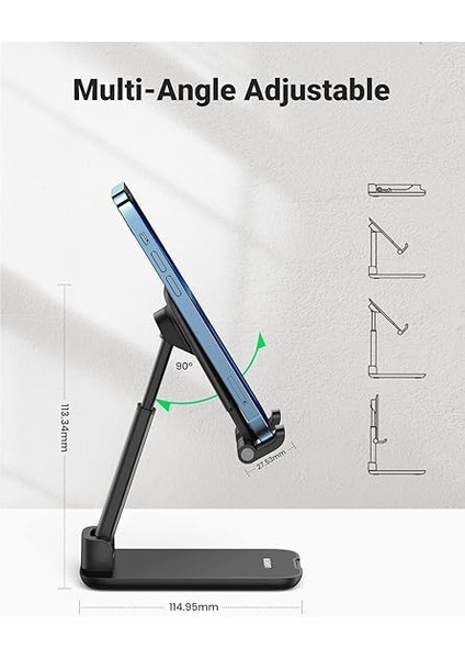 Katlanabilir Telefon Tutacağı iPhone ile Uyumlu Galaxy Redmi Huawei (Siyah) fırsatları