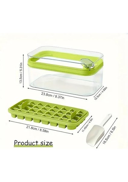 2 Katlı Buz Kalıbı Saklama Kabı Seti, Kürekli, 64 Bölmeli (Yeşil) modelleri