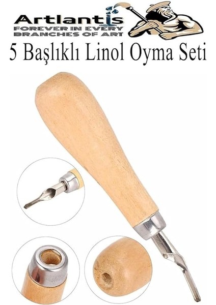 Oyma Seti 7 Parça 1 Paket Linol Oyma Kesme Bıçak Seti 5 Bıçaklı Linolyum Baskı Ahşap Saplı indirimleri