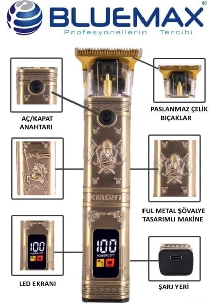 Profesyonel Şarjlı Saç ve Sakal Kesme Şekillendirme, Traş Makinesi - Güçlü Turbo Motor, Uzun Pil Ömrü, USB Type-C Şarj fırsatları