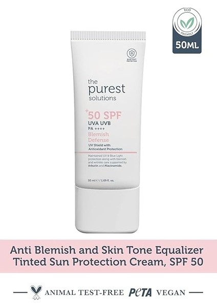 Purest Solutions Lekeli Ciltler Için Antioksidan Destekli Güneş Kremi, 50+ Spf Uva/uvb Blemish Defense, Antioxidant Protection fiyatları