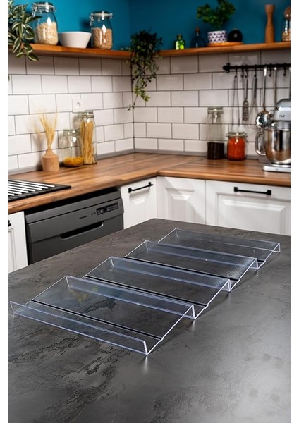 Home 4 Adet Kaydırmaz Pedli Şeffaf Stand Baharatlık Standı Çekmece Içi Düzenleyici Mhydkplx4